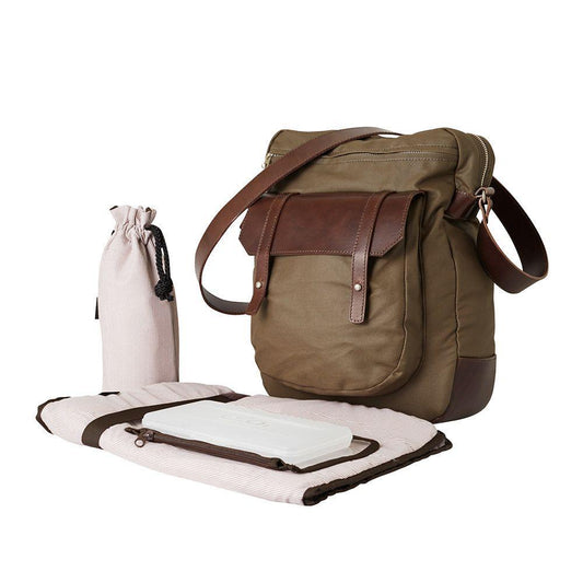 OI OI CANVAS UPRIGHT SATCHEL WITH LEATHER TRIM