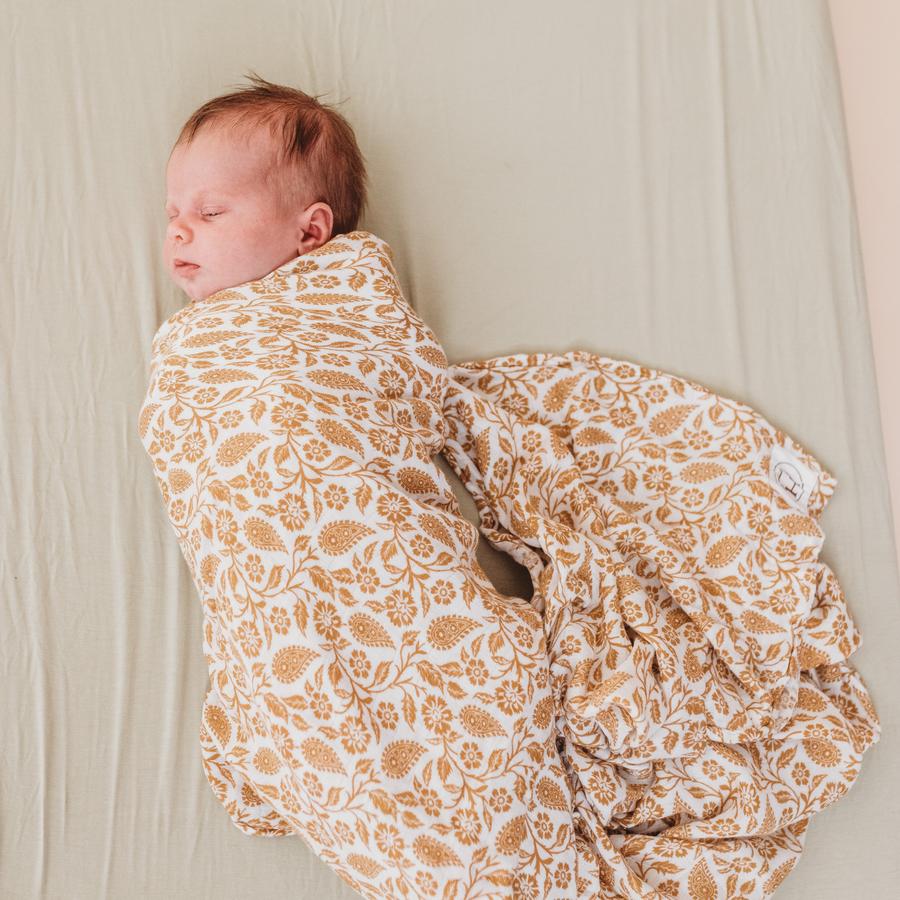 BABY SWADDLE WRAP ORGANIC BAMBOO MUSLIN